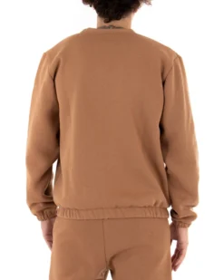 Felpa Uomo Girocollo Maglia Felpata Basic Tinta Unita Camel Regular Fit GIOSAL-F2876A