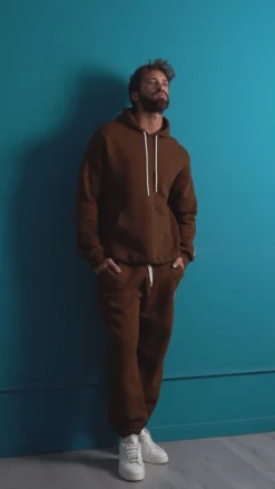 Felpa Uomo Hoodie Con Cappuccio Logo Felpata Comoda Grigio Berna M-252019