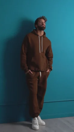 Felpa Uomo Hoodie Con Cappuccio Logo Felpata Comoda Nero Berna M-252019