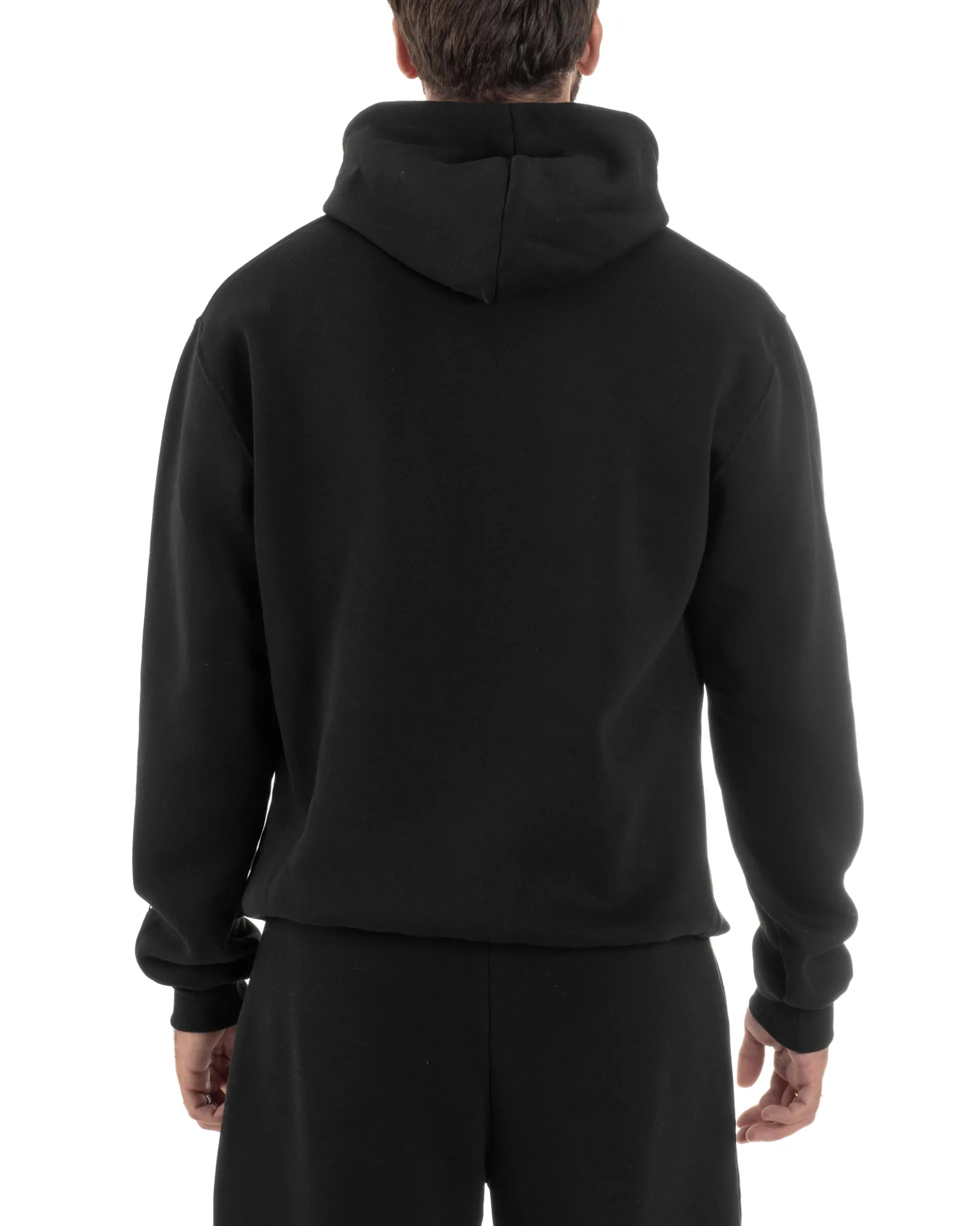 Felpa Uomo Hoodie Con Cappuccio Logo Felpata Comoda Nero Berna M-252019