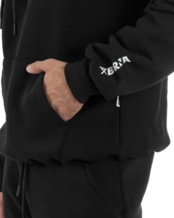 Felpa Uomo Hoodie Con Cappuccio Logo Felpata Comoda Nero Berna M-252019
