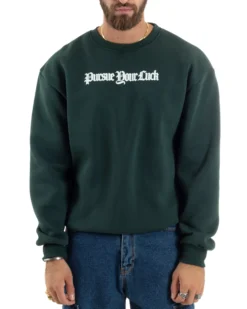 Felpa Uomo PolyCotton Girocollo Con Stampa Maglia Garzata Calda Relaxed Fit Tinta Unita Verde GIOSAL-F3031A