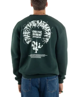 Felpa Uomo PolyCotton Girocollo Con Stampa Maglia Garzata Calda Relaxed Fit Tinta Unita Verde GIOSAL-F3031A