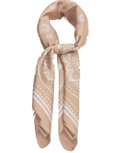 Foulard uomo unisex bandana paisley medaglione simmetrico bordo satinato beige GIOSAL-FD1013A