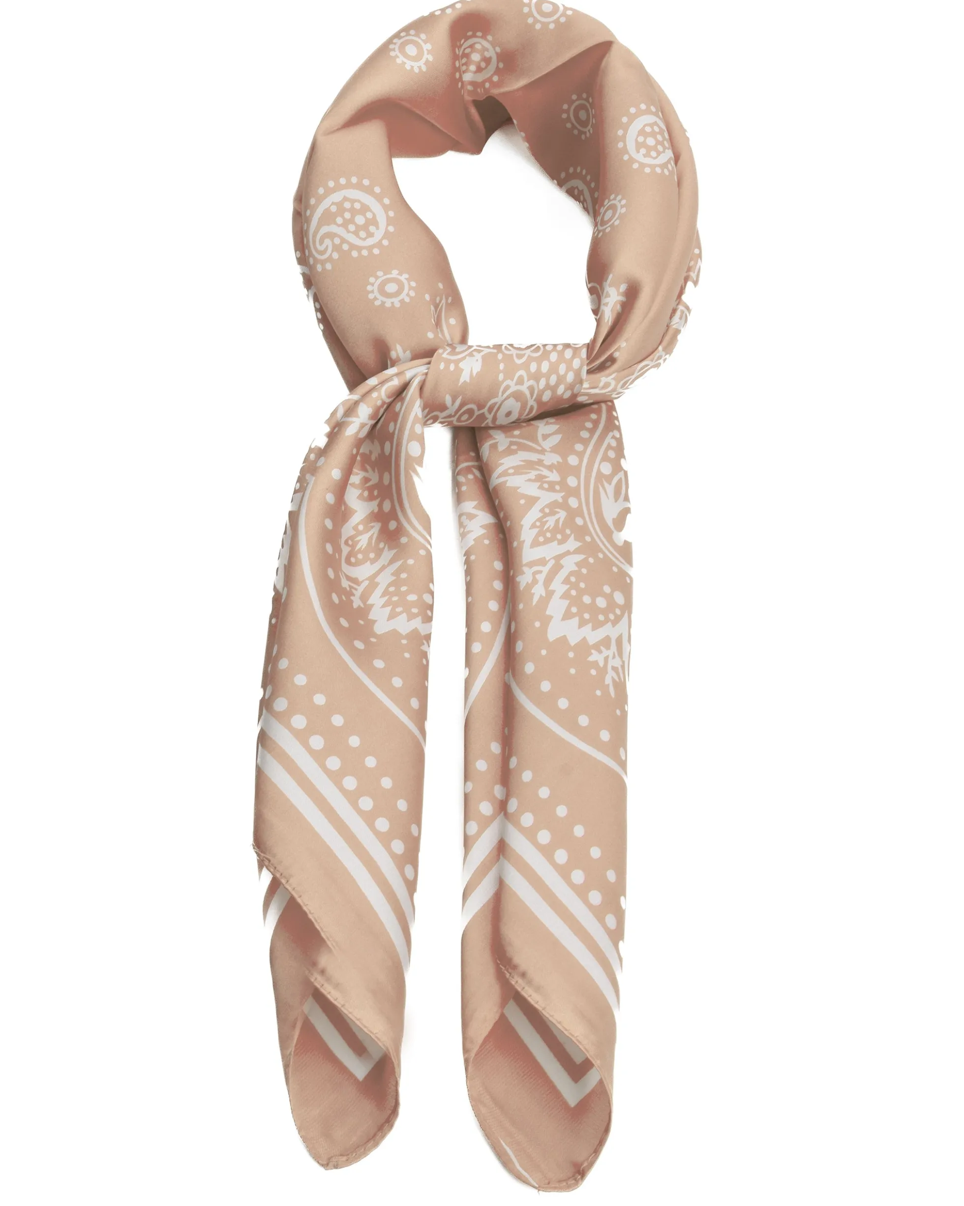 Foulard uomo unisex bandana paisley medaglione simmetrico bordo satinato beige GIOSAL-FD1013A