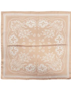 Foulard uomo unisex bandana paisley medaglione simmetrico bordo satinato beige GIOSAL-FD1013A