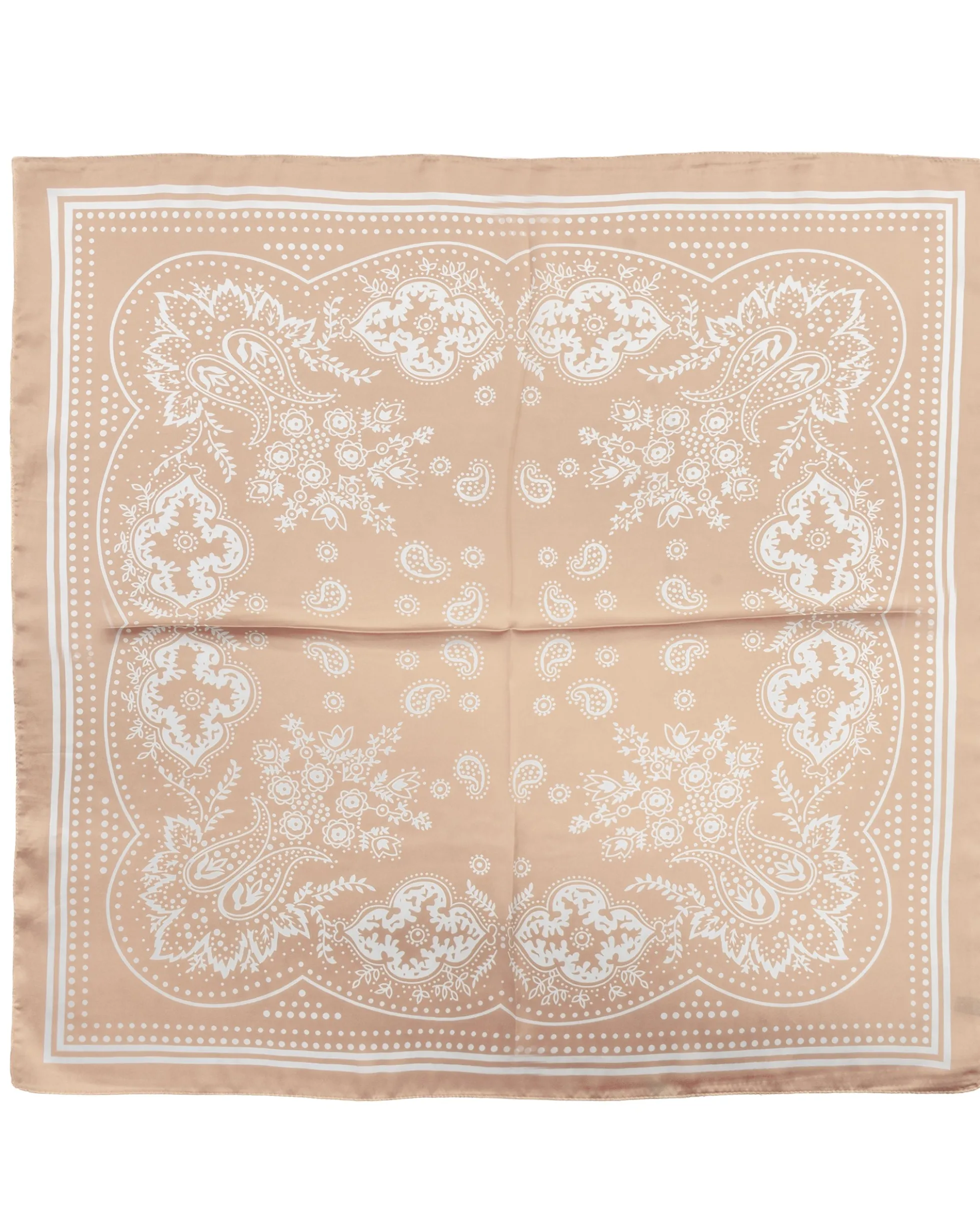 Foulard uomo unisex bandana paisley medaglione simmetrico bordo satinato beige GIOSAL-FD1013A