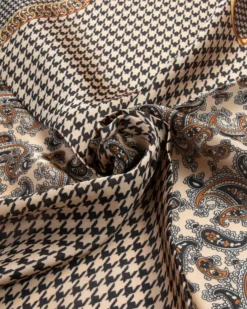 Foulard uomo unisex bandana pied-de-poule paisley bordo satinato beige GIOSAL-FD1004A