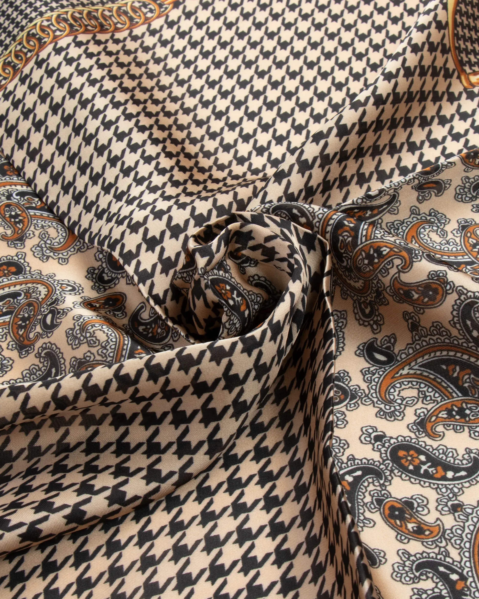 Foulard uomo unisex bandana pied-de-poule paisley bordo satinato beige GIOSAL-FD1004A