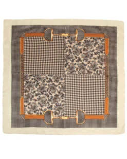 Foulard uomo unisex bandana pied-de-poule paisley bordo satinato beige GIOSAL-FD1004A