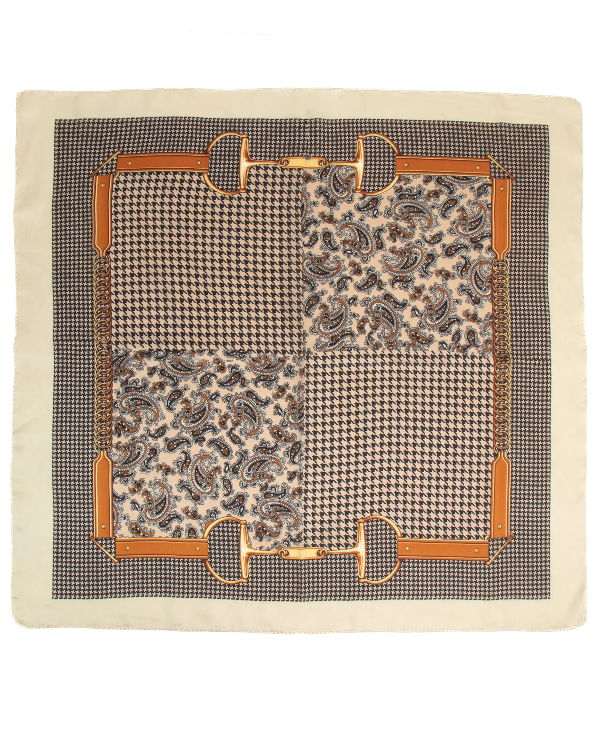 Foulard uomo unisex bandana pied-de-poule paisley bordo satinato beige GIOSAL-FD1004A