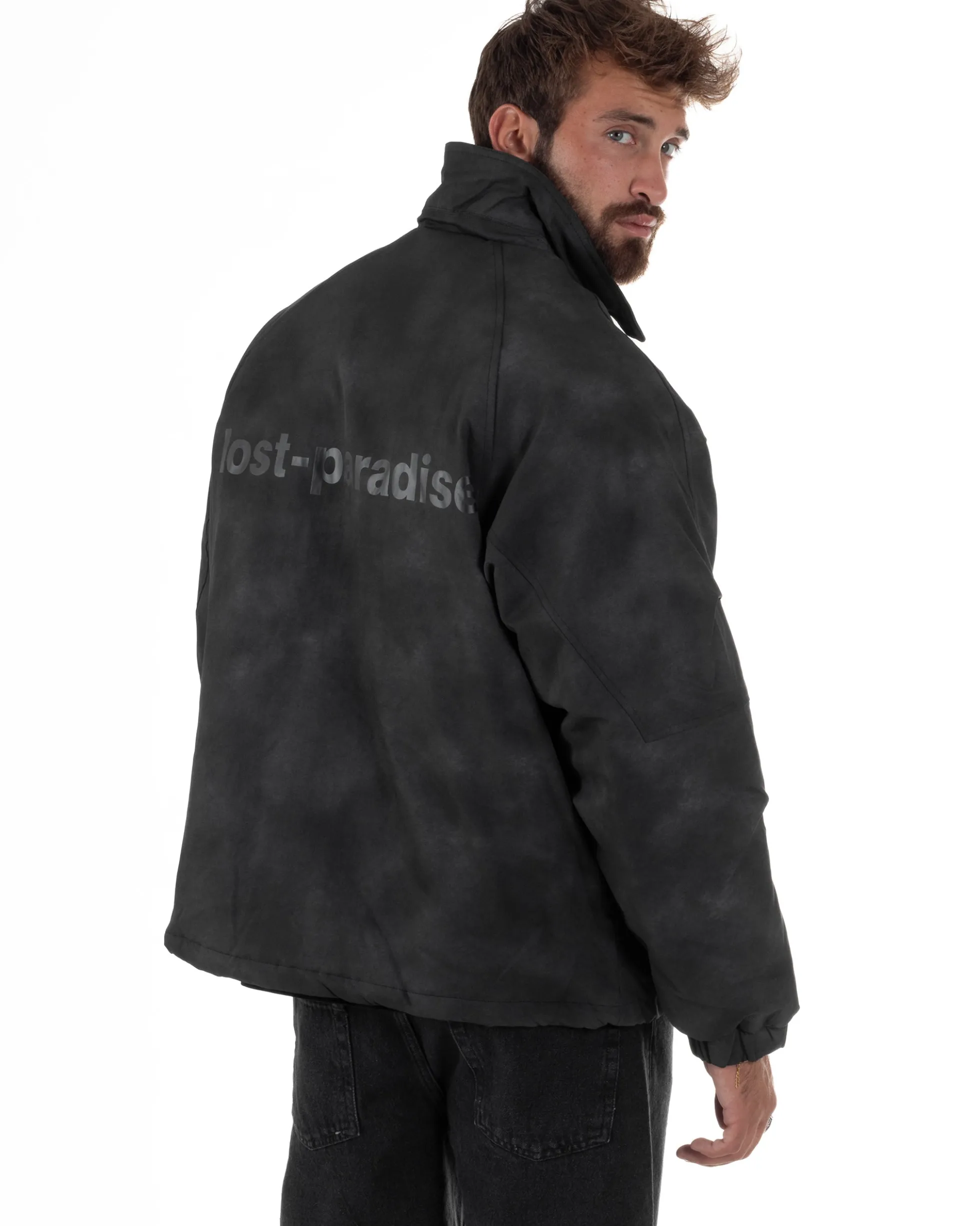 Giubbotto Bomber Oversize Sfumato Nero G3322A