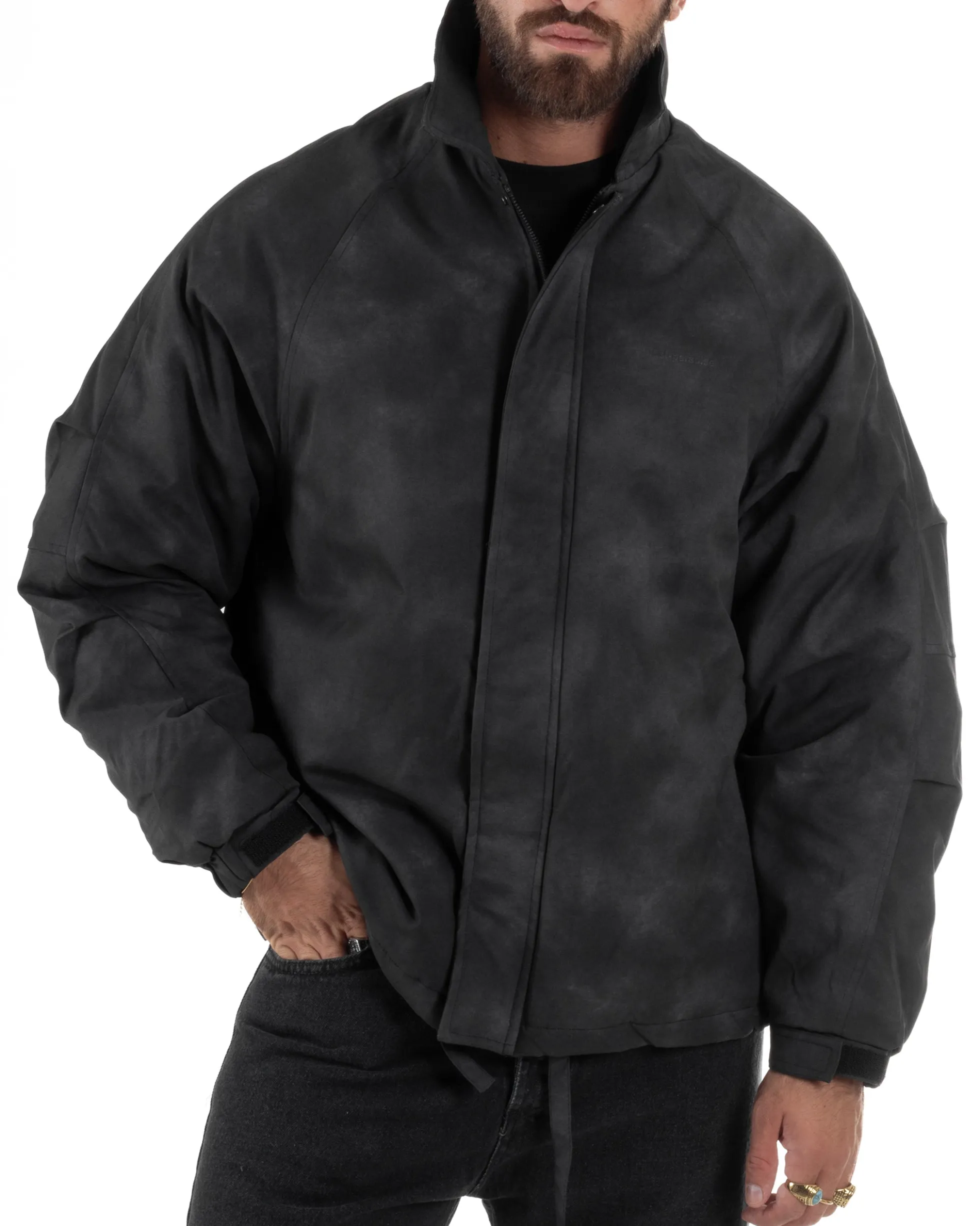 Giubbotto Bomber Oversize Sfumato Nero G3322A