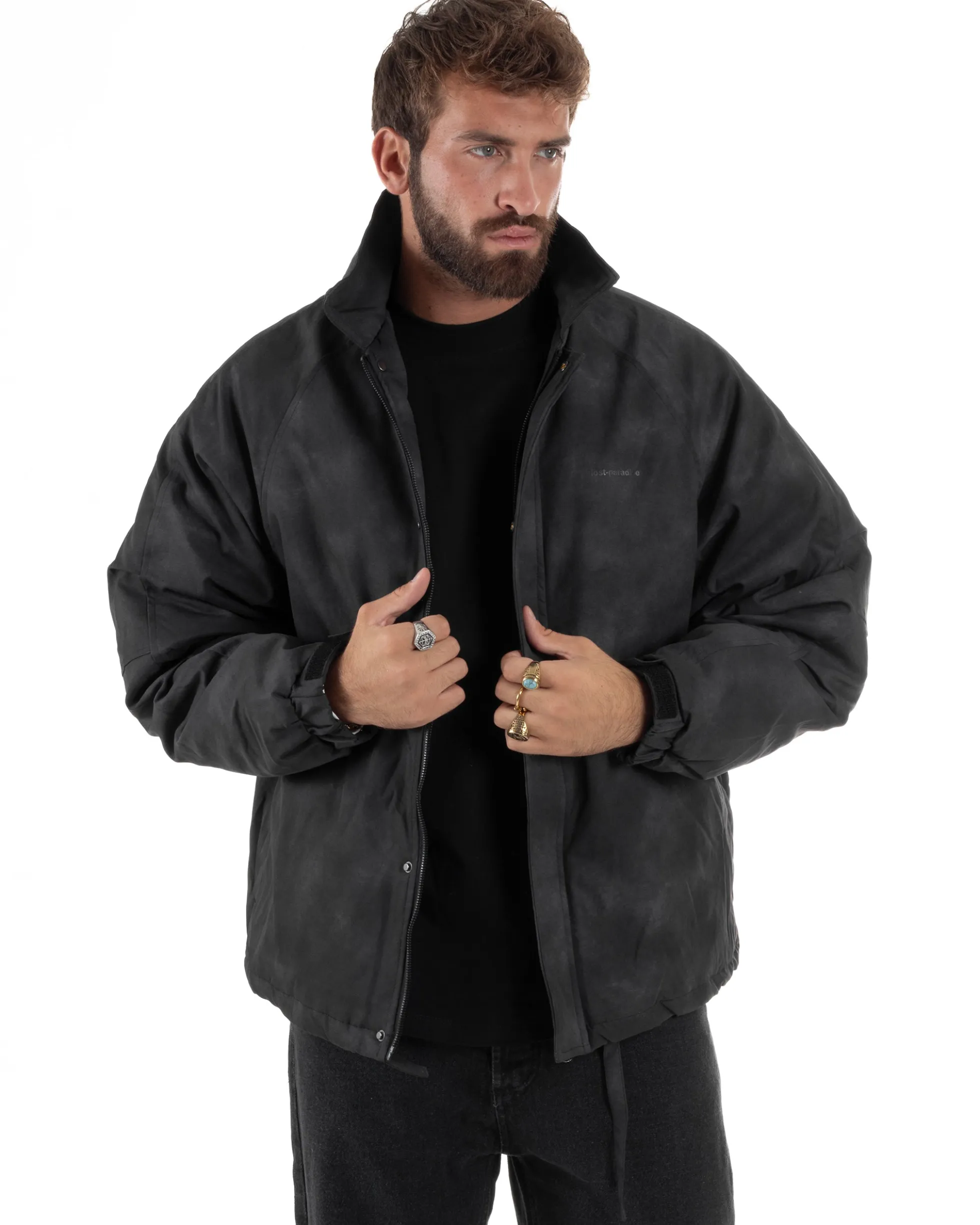 Giubbotto Bomber Oversize Sfumato Nero G3322A