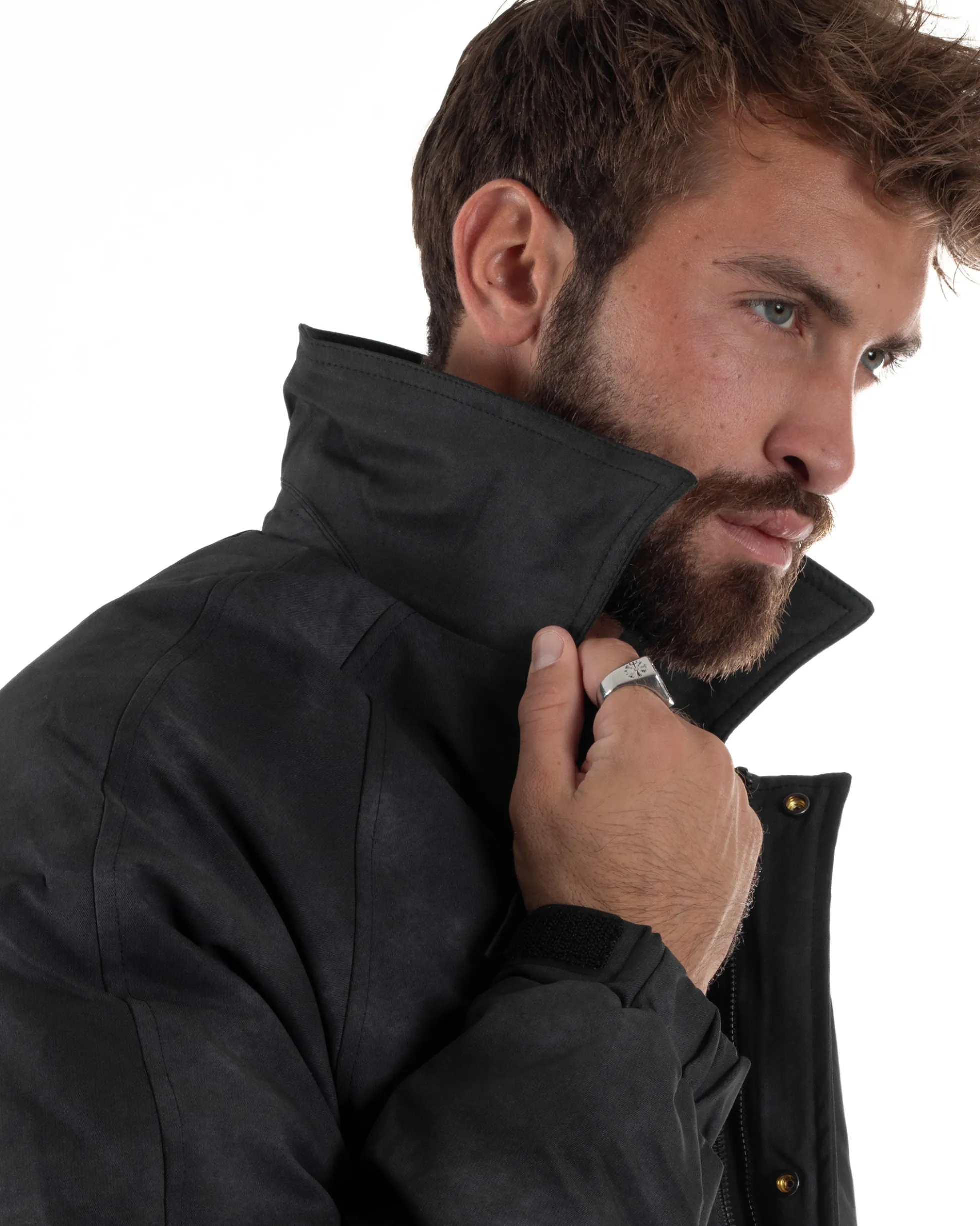 Giubbotto Bomber Oversize Sfumato Nero G3322A