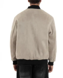 Giubbotto Double Face Bomber College Ecopelle Camoscio Beige G3342A