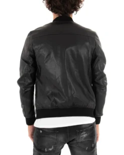 Giubbotto uomo college ecopelle biker basic nero GIOSAL-G2859A