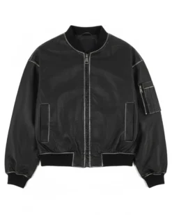 Giubbotto uomo crop giacca bomber boxy zip college ecopelle nero GIOSAL-G3388A