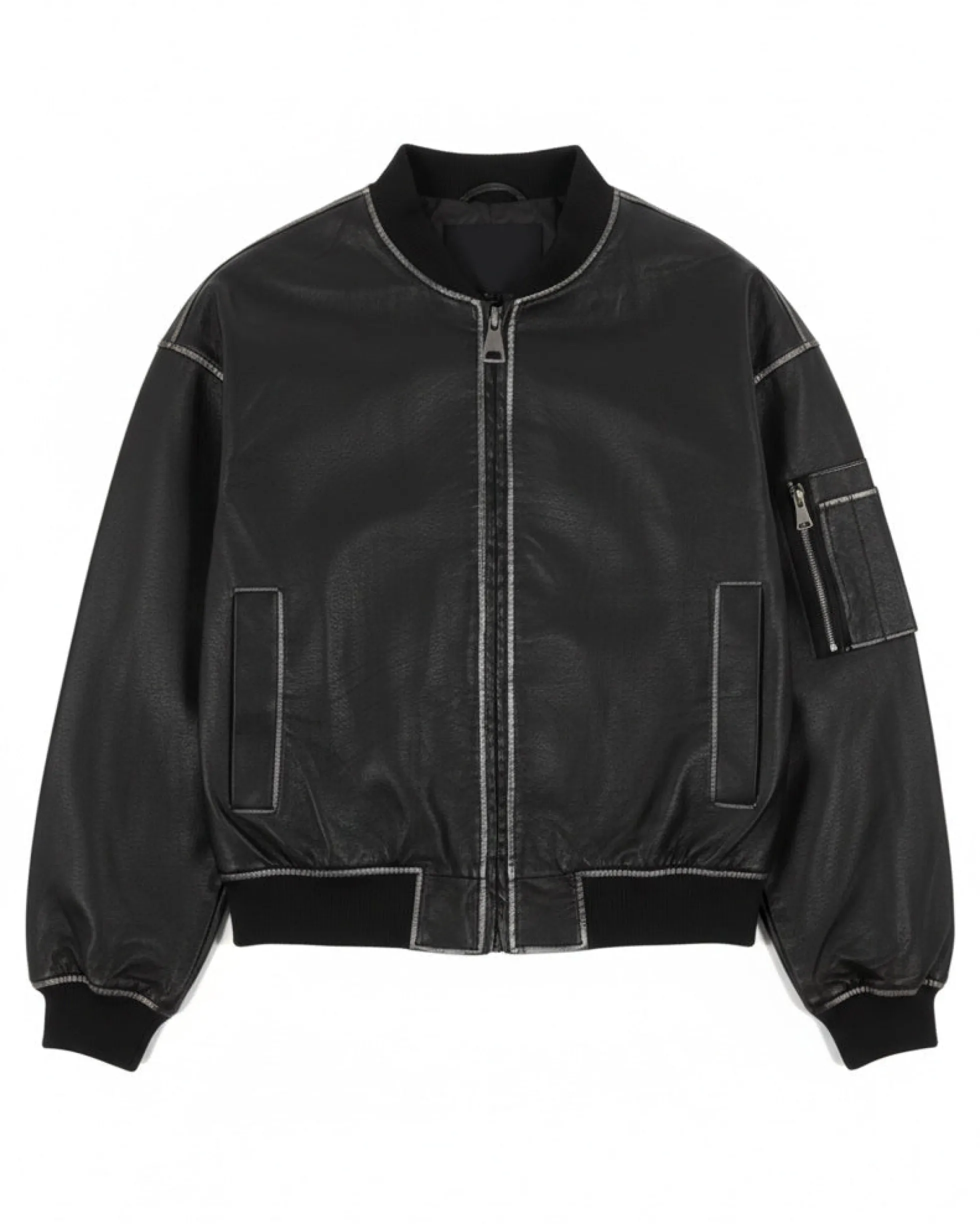 Giubbotto uomo crop giacca bomber boxy zip college ecopelle nero GIOSAL-G3388A