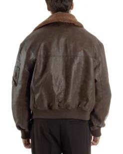 Giubbotto Uomo Ecopelle Bomber Collo Pelliccia Aviatore Oversize Marrone G3343A
