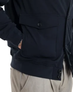 Giubbotto uomo giacca college bottoni tessuto tecnico bomber imbottito caldo tasche blu GIOSAL-G3273A