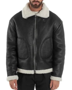 Giubbotto Uomo Montone Ecopelle Giacca College Pelliccia Nero G3358A
