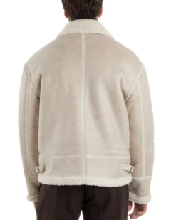 Giubbotto Uomo Montone Ecopelle Giacca College Pelliccia Beige G3359A