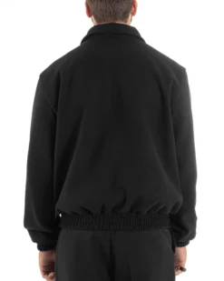 Giubbotto Uomo Panno Caldo Bomber Con Colletto Giacca Con Zip Tinta Unita Nero GIOSAL-G3248A