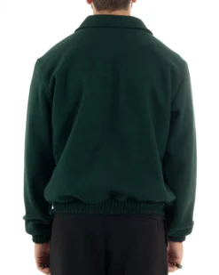 Giubbotto Uomo Panno Caldo Bomber Con Colletto Giacca Con Zip Tinta Unita Verde GIOSAL-G3249A