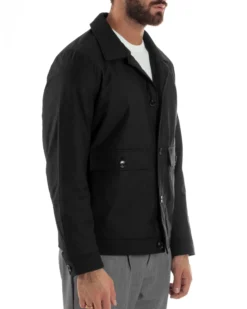 Giubbotto Uomo Tessuto Tecnico Impermeabile Giacca Basic Nero G3353A