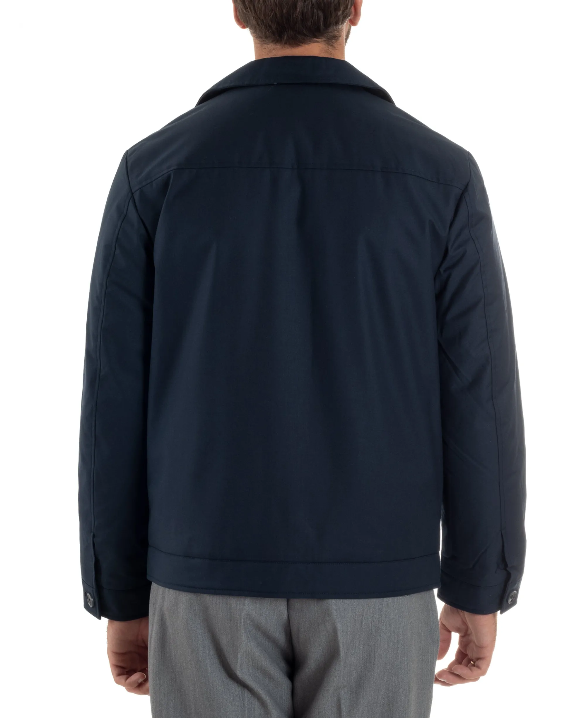 Giubbotto Uomo Tessuto Tecnico Impermeabile Giacca Basic Blu G3352A