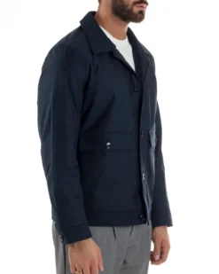 Giubbotto Uomo Tessuto Tecnico Impermeabile Giacca Basic Blu G3352A