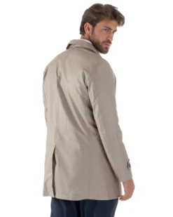Giubbotto Uomo Trench Leggero Giacca Impermeabile Tessuto Tecnico No Stiro Beige G3302A