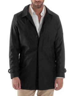 Giubbotto Uomo Trench Leggero Giacca Impermeabile Tessuto Tecnico No Stiro Nero G3300A