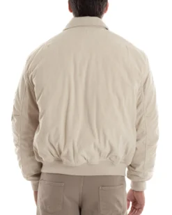 Giubbotto Uomo Velluto Rigato Giaccone Caldo Imbottito Bomber Con Collo Camicia E Tasconi Beige GIOSAL-G3255A