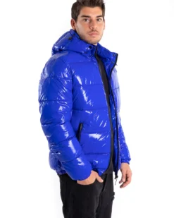 Giubbotto Uomo Vernice Oversize Tinta Unita Royal Lucido Casual GIOSAL-G2896A