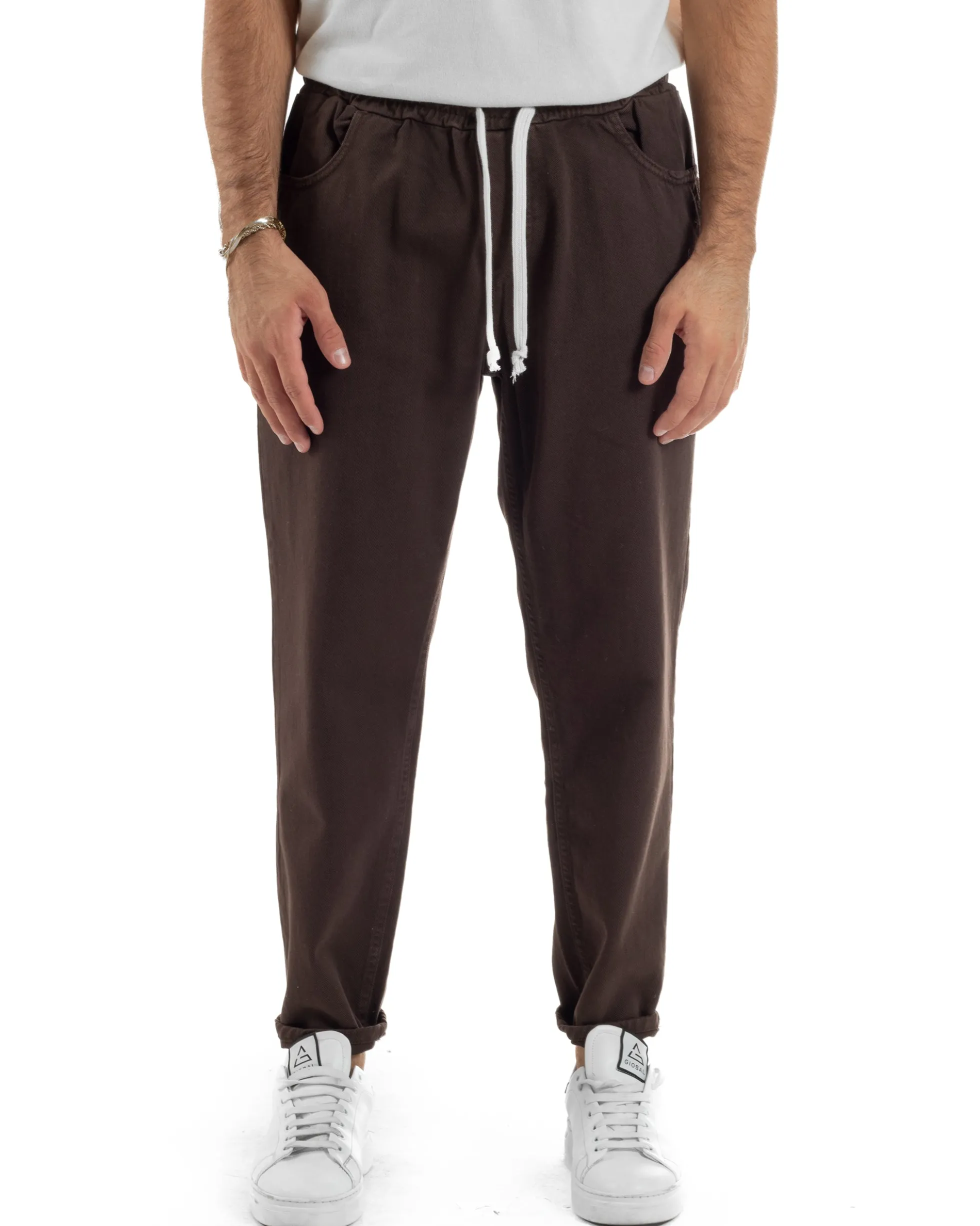 Jeans Jogger Cotone Loose Fit Basic Marrone JS1152A