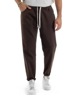Jeans Jogger Cotone Loose Fit Basic Marrone JS1152A