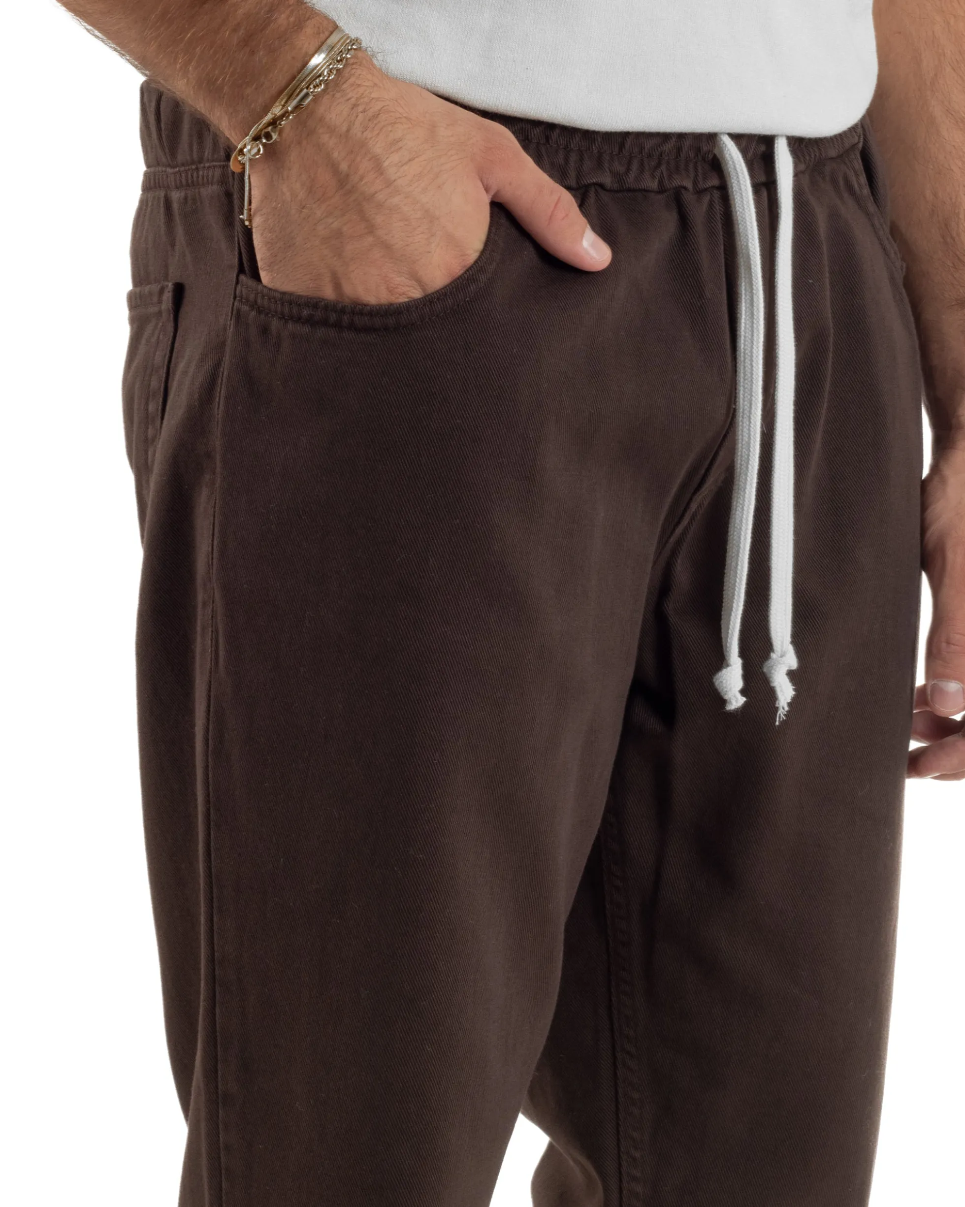 Jeans Jogger Cotone Loose Fit Basic Marrone JS1152A