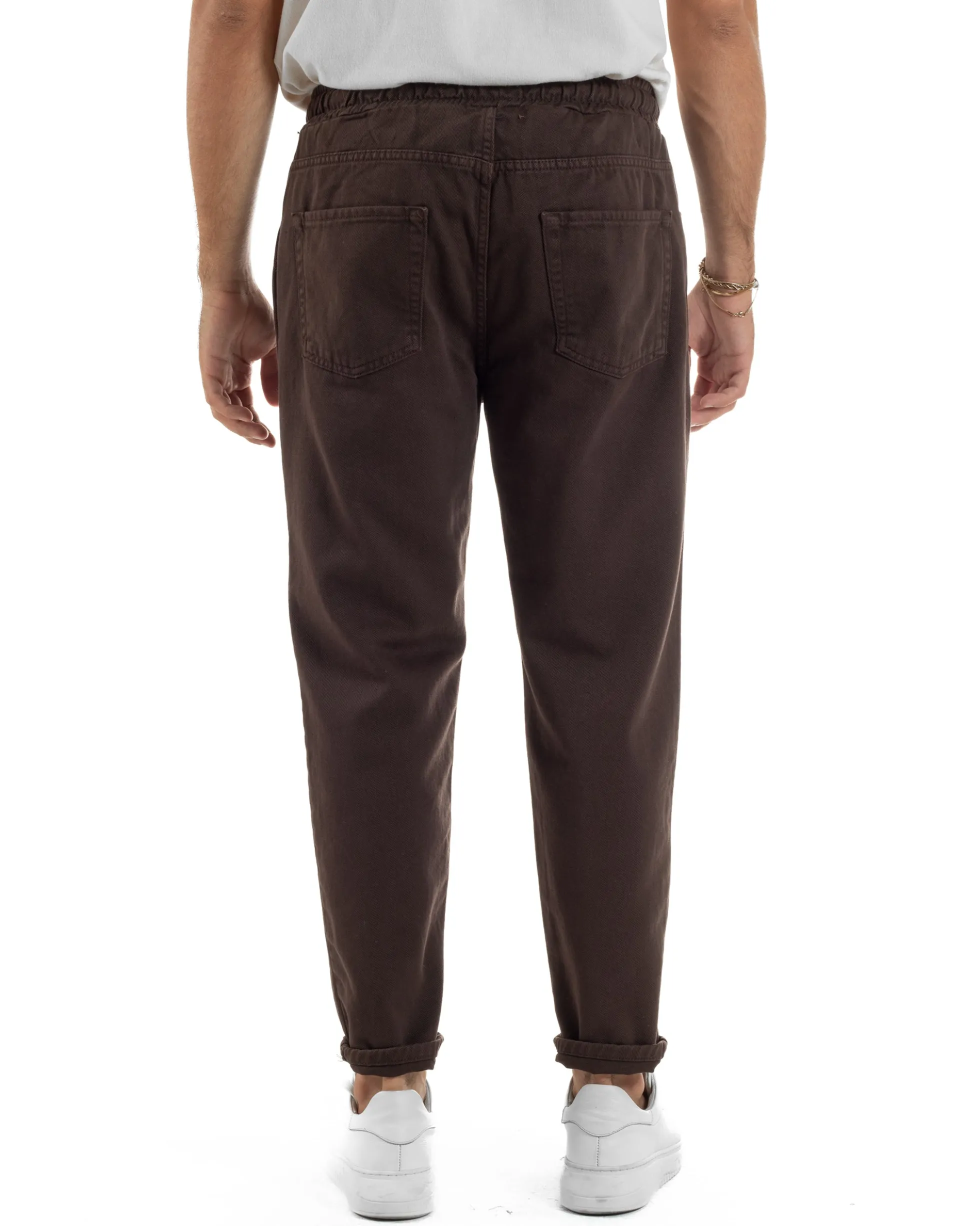 Jeans Jogger Cotone Loose Fit Basic Marrone JS1152A