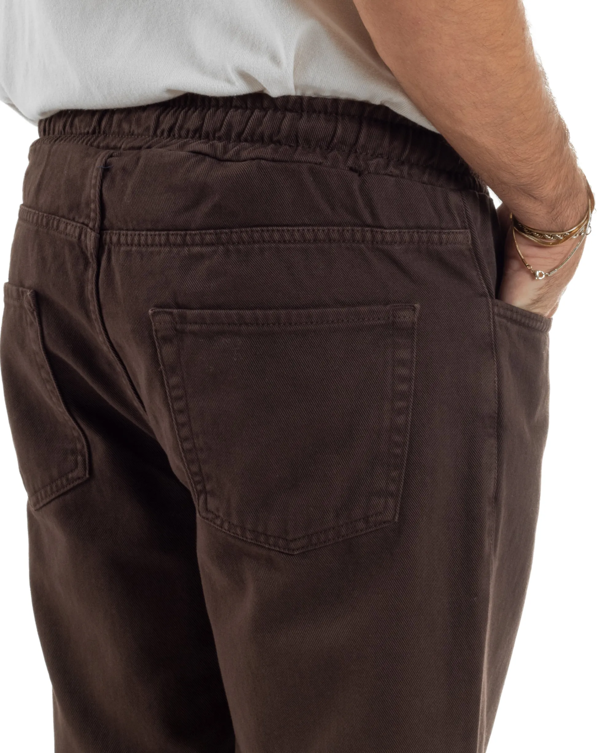 Jeans Jogger Cotone Loose Fit Basic Marrone JS1152A