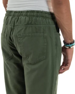 Jeans Jogger Cotone Loose Fit Basic Taglio Ginocchio Verde JS1130A