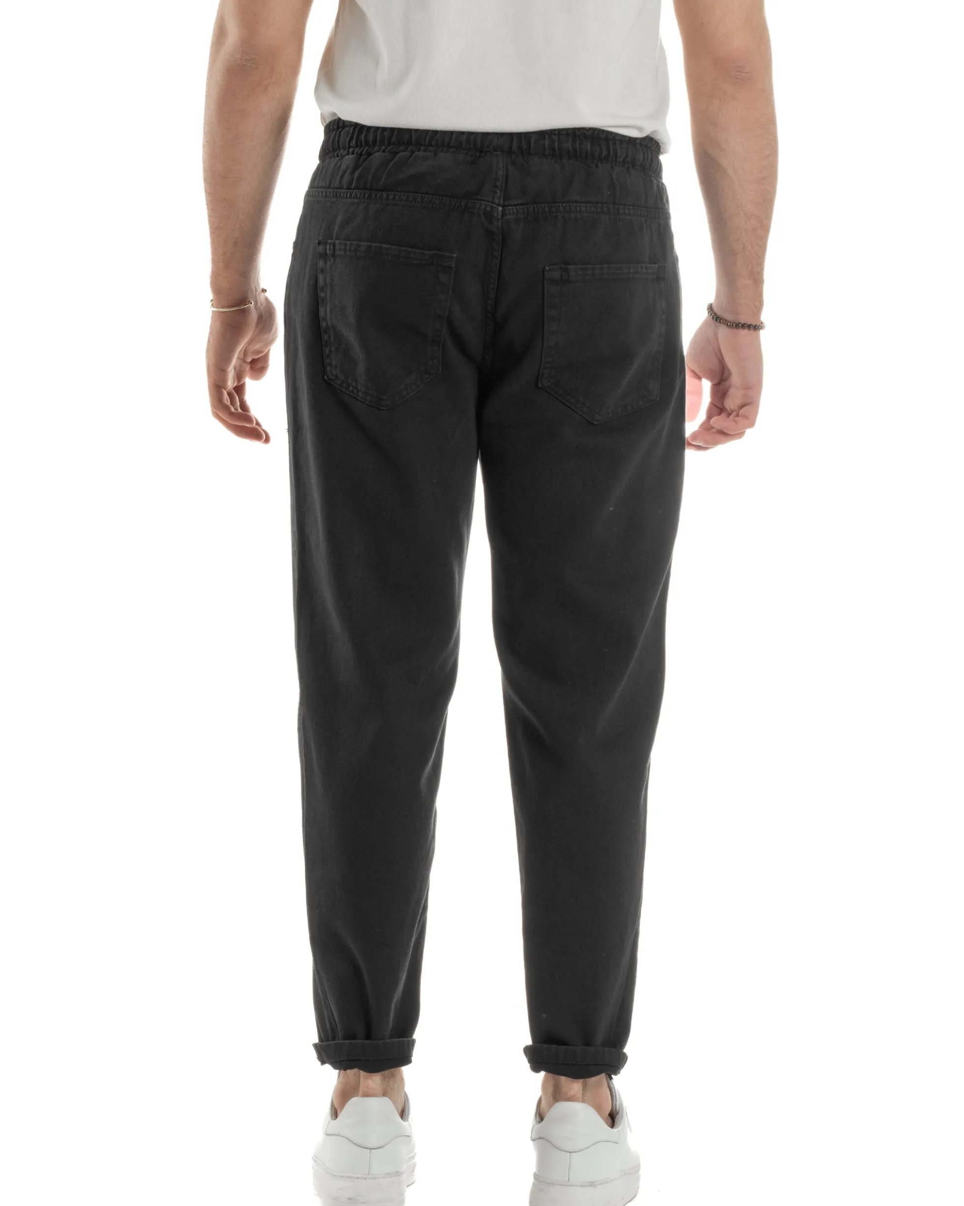 Jeans Jogger Cotone Loose Fit Basic Nero JS1119A