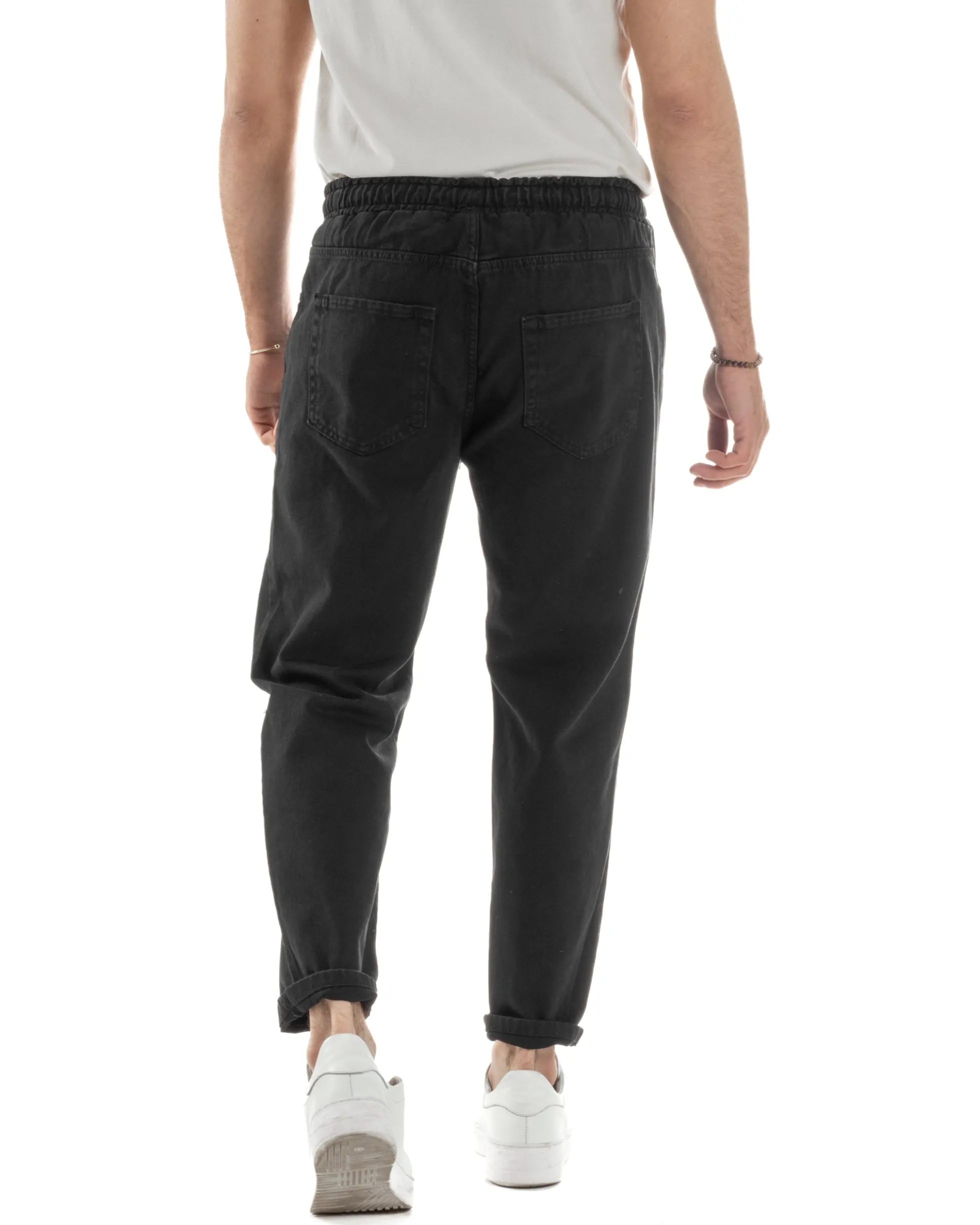 Jeans Jogger Cotone Loose Fit Basic Nero JS1119A
