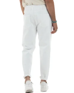 Jeans Jogger Cotone Loose Fit Rotture Bianco JS1106A