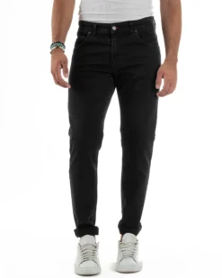 Jeans Skinny Fit Cinque Tasche Denim Nero JS1138A