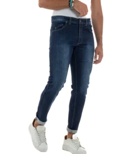 Jeans Skinny Fit Cinque Tasche Denim Scuro JS1139A
