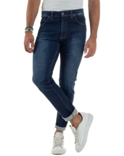 Jeans Skinny Fit Cinque Tasche Denim Scuro JS1139A