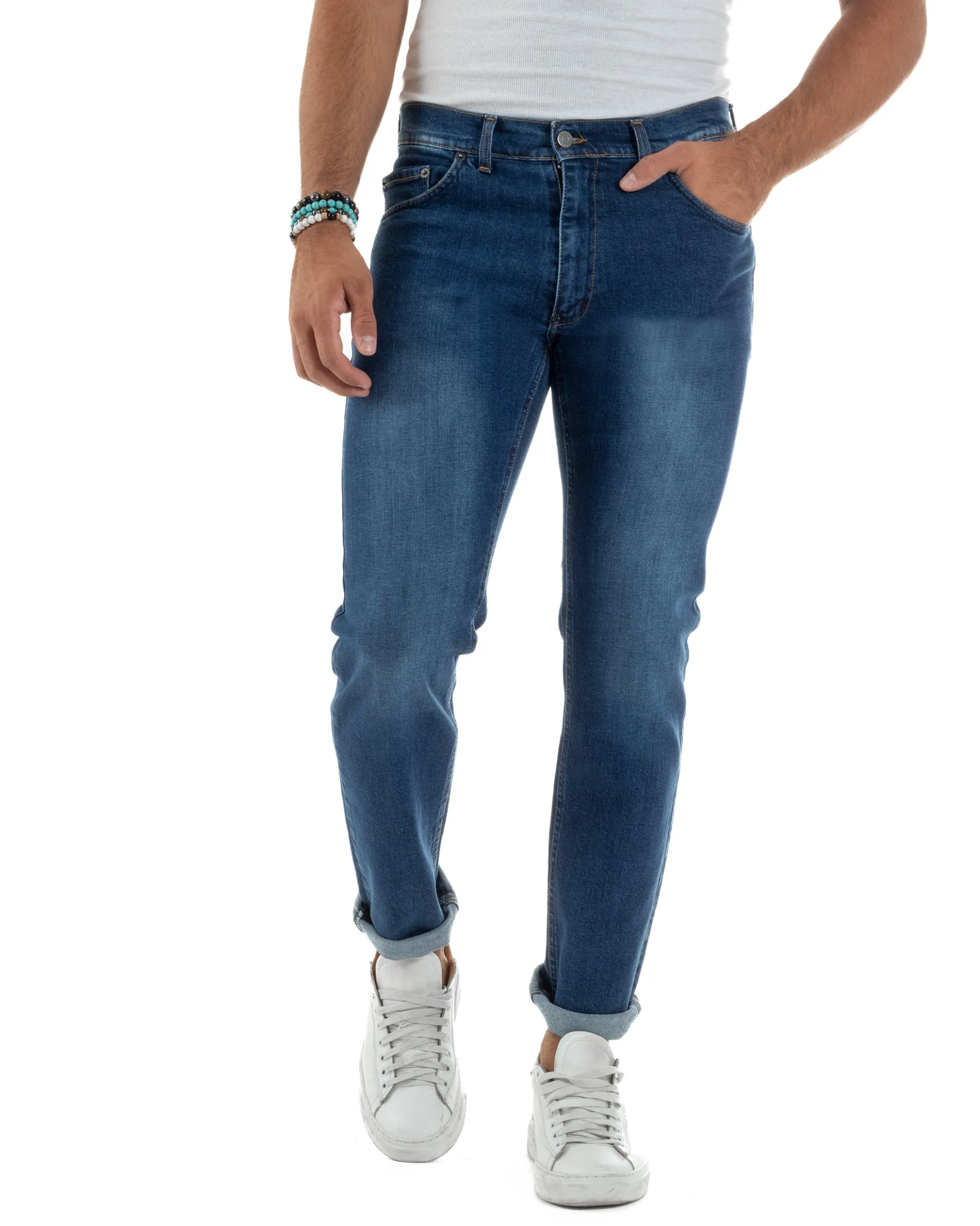 Jeans Slim Fit Cinque Tasche Denim Chiaro JS1141A