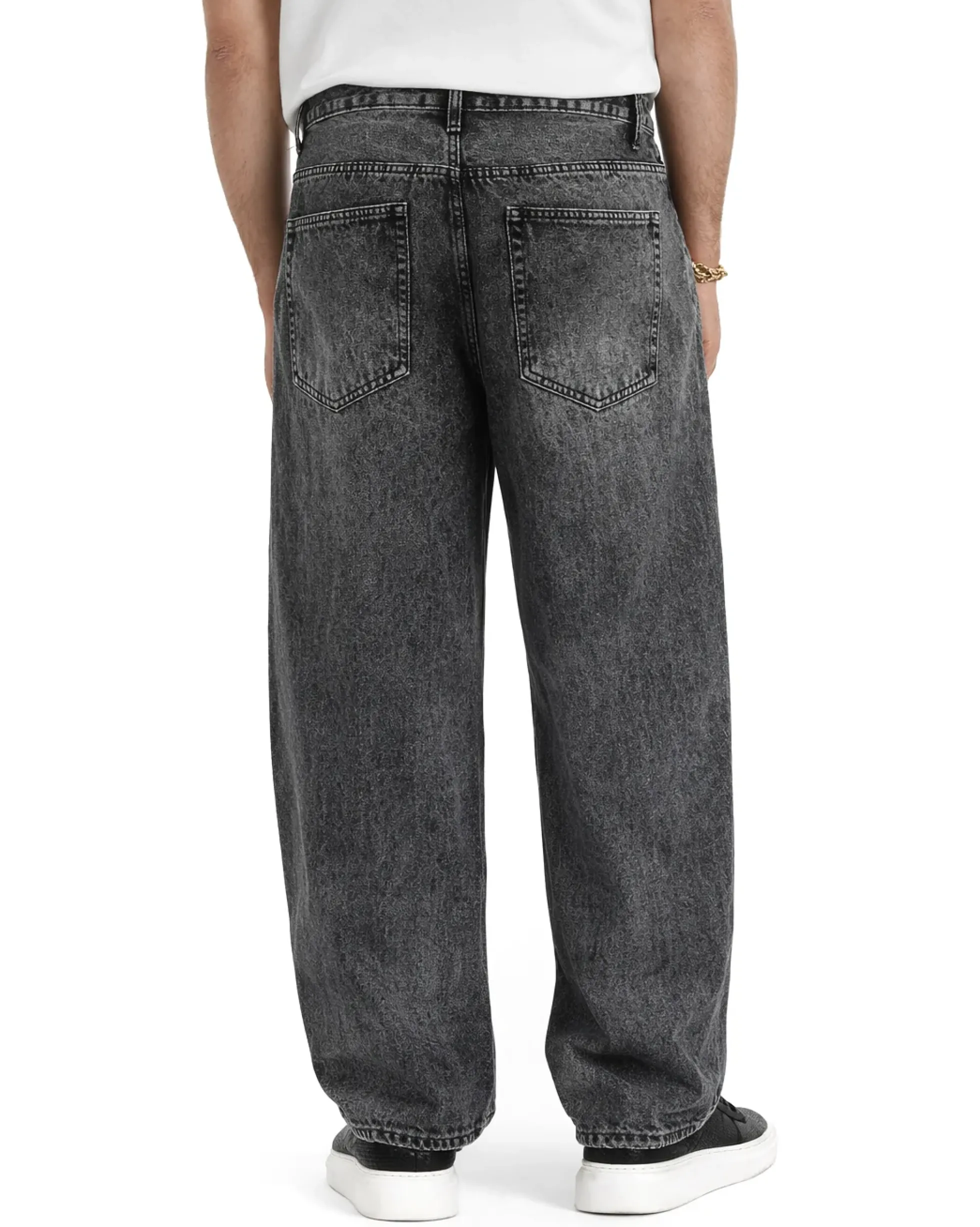 Jeans uomo baggy barrel fit cinque tasche casual denim nero GIOSAL-JS1175A